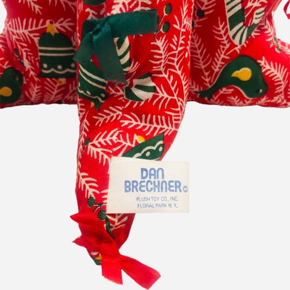 Two Vintage Quilted Fabric 8" Christmas Trees Bows Holiday Table Decor - Picture 9 of 11